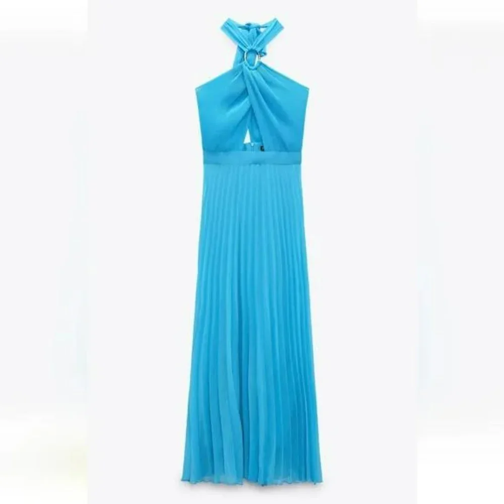 ZARA PLEATED SLIP DRESS - Picture 4 of 10